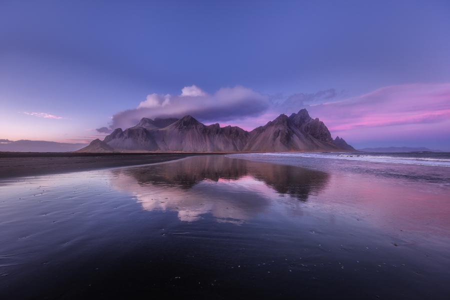 Iceland Mountains in Pink Sky